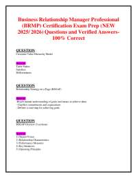BRMP Certification Exam Prep ( 2025/ 2026) Questions and Verified Answers- 100% Correct
