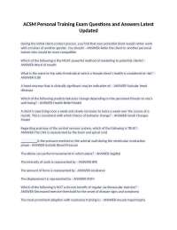 ACSM Personal Training Exam Questions and Answers Latest Updated