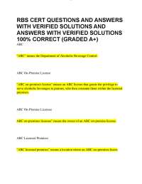 RBS CERT QUESTIONS AND ANSWERS WITH VERIFIED SOLUTIONS AND ANSWERS WITH VERIFIED SOLUTIONS