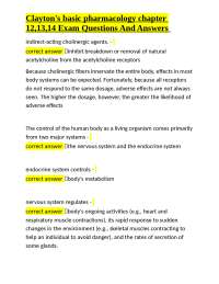 Clayton's basic pharmacology chapter 12,13,14 Exam Questions And Answers