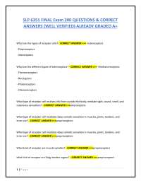 SLP 6351 FINAL Exam 200 QUESTIONS & CORRECT  ANSWERS (WELL VERIFIED) ALREADY GRADED A+