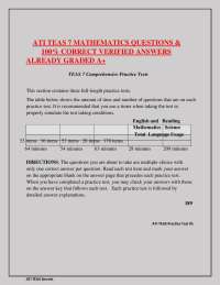 ATI TEAS 7 MATHEMATICS QUESTIONS &  100% CORRECT VERIFIED ANSWERS  ALREADY GRADED A+