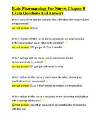 Basic Pharmacology For Nurses Chapter 9 Exam Questions And Answers