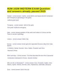 HUM 102W MIDTERM EXAM Question and answers already passed 2025