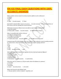 FIN 435 FINAL EXAM QUESTIONS WITH 100% ACCURATE ANSWERS