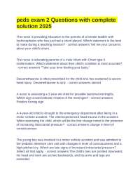 peds exam 2 Questions with complete solution 2025