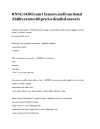 RNSG 1430 Exam 1 Sensory and Functional Ability exam with precise detailed answers.