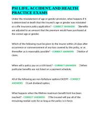 PSI LIFE, ACCIDENT, AND HEALTH PRACTICE EXAMS