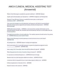 AMCA CLINICAL MEDICAL ASSISTING TEST (Answered)