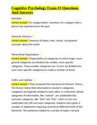 Cognitive Psychology Exam #3 Questions And Answers