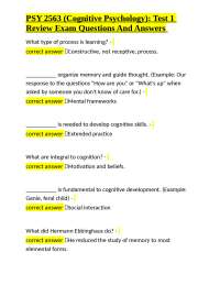 PSY 2563 (Cognitive Psychology): Test 1 Review Exam Questions And Answers