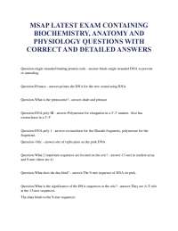 MSAP LATEST EXAM CONTAINING BIOCHEMISTRY, ANATOMY AND PHYSIOLOGY QUESTIONS WITH CORRECT AN