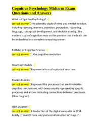 Cognitive Psychology Midterm Exam Questions and Answers