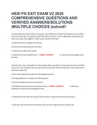 HESI PN EXIT EXAM V2 2025 COMPREHENSIVE QUESTIONS AND VERIFIED ANSWERS/SOLUTIONS |MULTIPLE