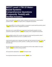 NICET Level 1 ITM: Water-Based Fire Protection Systems - Comprehensive Q&A