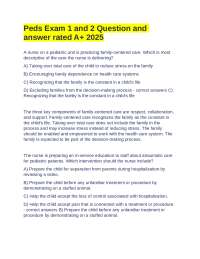 Peds Exam 1 and 2 Question and answer rated A+ 2025