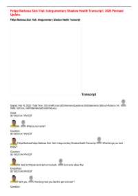 Felipe Barbosa Sick Visit: Integumentary Shadow Health Transcript | 2025 Revised Update.