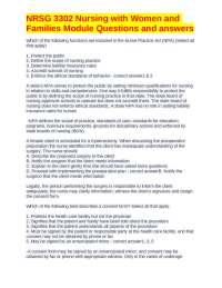 NRSG 3302 Nursing with Women and Families Module Questions and answers