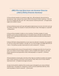 AMLS Pre-test QUESTIONS AND ANSWERS UPDATED (2025/2026) (VERIFIED ANSWERS)