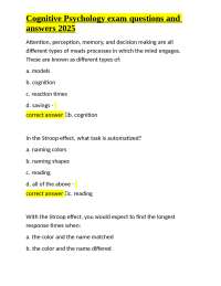 Cognitive Psychology Exam Questions and Answers