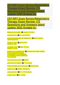 CRT-RRT Exam Review Respiratory Therapy Exam Review 175 Questions and Answers latest updat