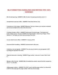 MLA FORMATTING GUIDELINES AND WRITING TIPS 100% VERIFIED!!