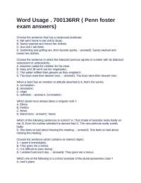 Word Usage . 700136RR ( Penn foster exam answers) Questions with Accurate Answers