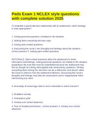 Peds Exam 1 NCLEX style questions with complete solution 2025