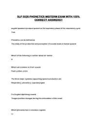 SLP 5026 PHONETICS MIDTERM EXAM WITH 100% CORRECT ANSWERS!!