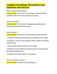 Cognitive Psychology and Perception Exam Questions and Answers