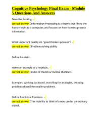 Cognitive Psychology Final Exam - Module 5 Questions And Answers