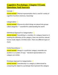 Cognitive Psychology: Categorization and Knowledge Representation Exam Q&A