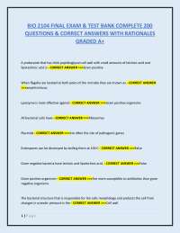 BIO 2104 FINAL EXAM & TEST BANK COMPLETE 200  QUESTIONS & CORRECT ANSWERS WITH RATIONALES