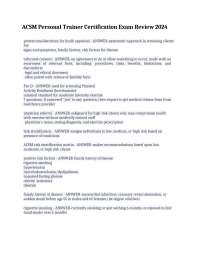 ACSM Personal Trainer Certification Exam Review 2024