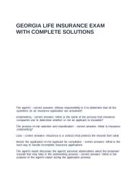 GEORGIA LIFE INSURANCE EXAM WITH COMPLETE SOLUTIONS
