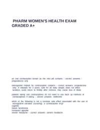 pharm women's health exam graded A+