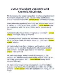 CCMA NHA Exam Questions And Answers All Correct.