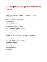 CPHIMS (Jason) exam questions with correct answers