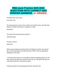 RMA exam Practice 2025-2026.  QUESTIONS WITH CORRECT AND  VERIFIED ANSWERS. A+ GRADED.