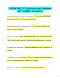 OPOTA SPO's Questions and Answers  with Verified Solutions  The relationship between an SP