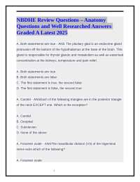 NBDHE Review Questions –Anatomy Questions & Well Researched Answers 2025-26. Graded A