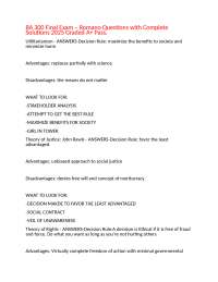 BA 300 Final Exam – Romano Questions with Complete Solutions 2025 Graded A+ Pass.