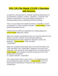 NSG 526 Clin Modal. EXAM 1 Questions and Answers.