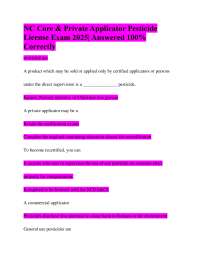 NC Core & Private Applicator Pesticide License Exam 2025| Answered 100% Correctly