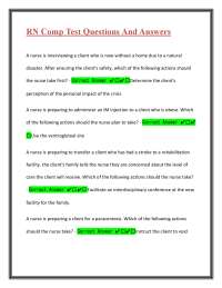RN Comp Test Questions And Answers | Test Your Knowledge | A+ Rated