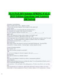 NLN PAX RN Science SPRING FALL-  2025 Edition Questions and Answers  100 Solved