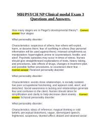 MH/PSYCH NP Clinical modal Exam 3 Questions and Answers.