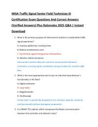 IMSA Traffic Signal Senior Field Technician III Certification Exam Questions And Correct A