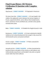 Final Exam History 102 Western Civilization II Question with Complete solution