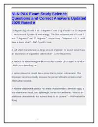 NLN PAX Exam Study Science Questions and Correct Answers Updated 2025 Rated A